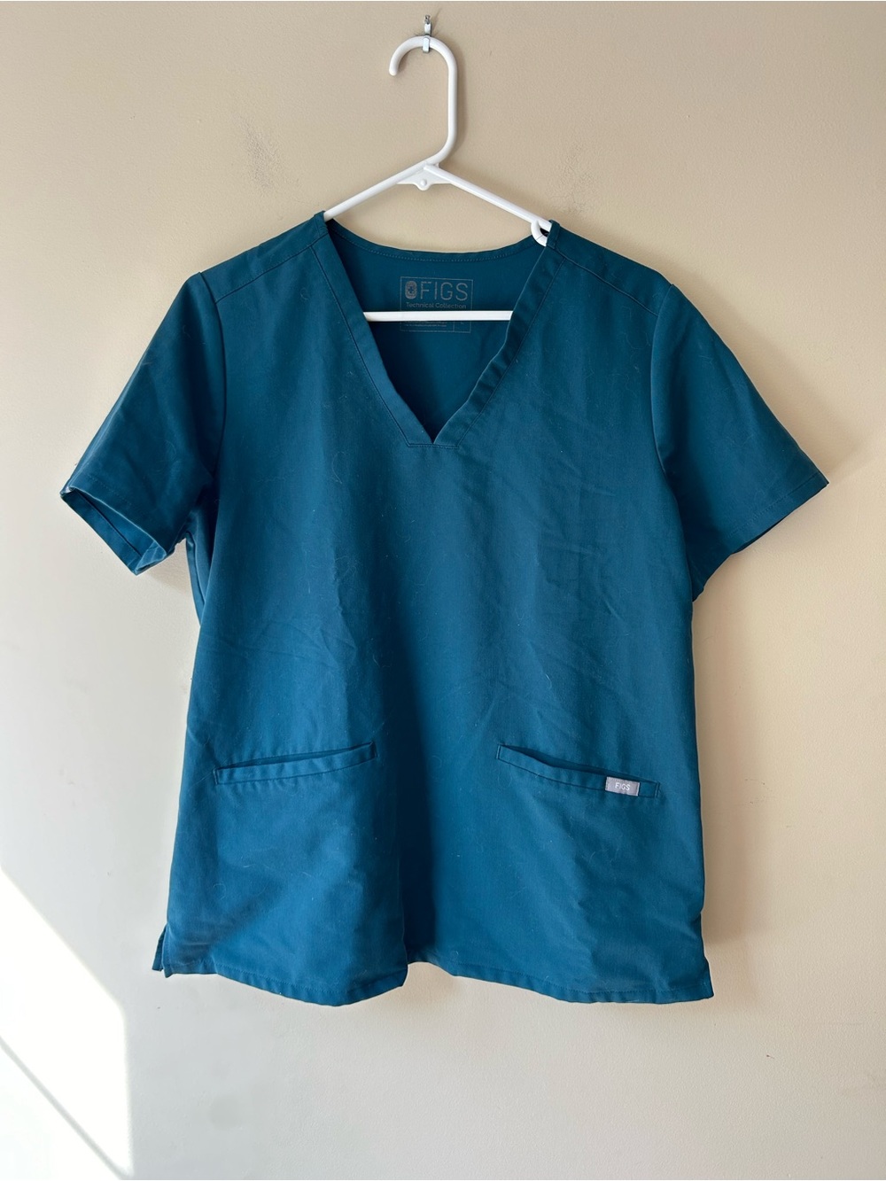 Figs Teal V-Neck Technical Scrub Top